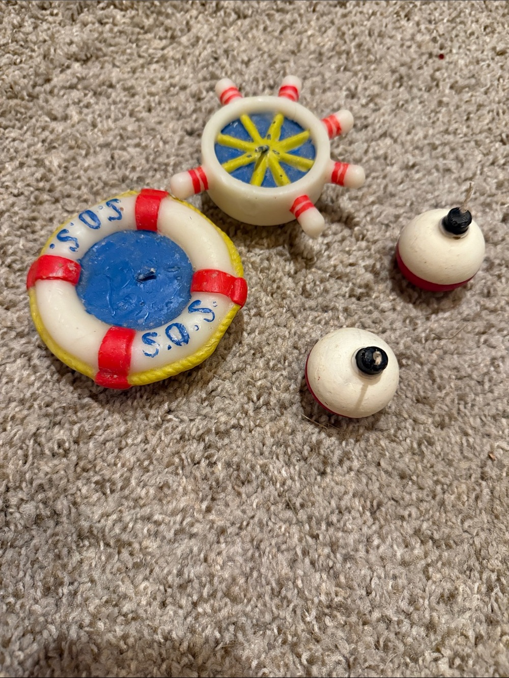 Nautical Decorative floating candle Set - White and Red Lifesaver & Accents